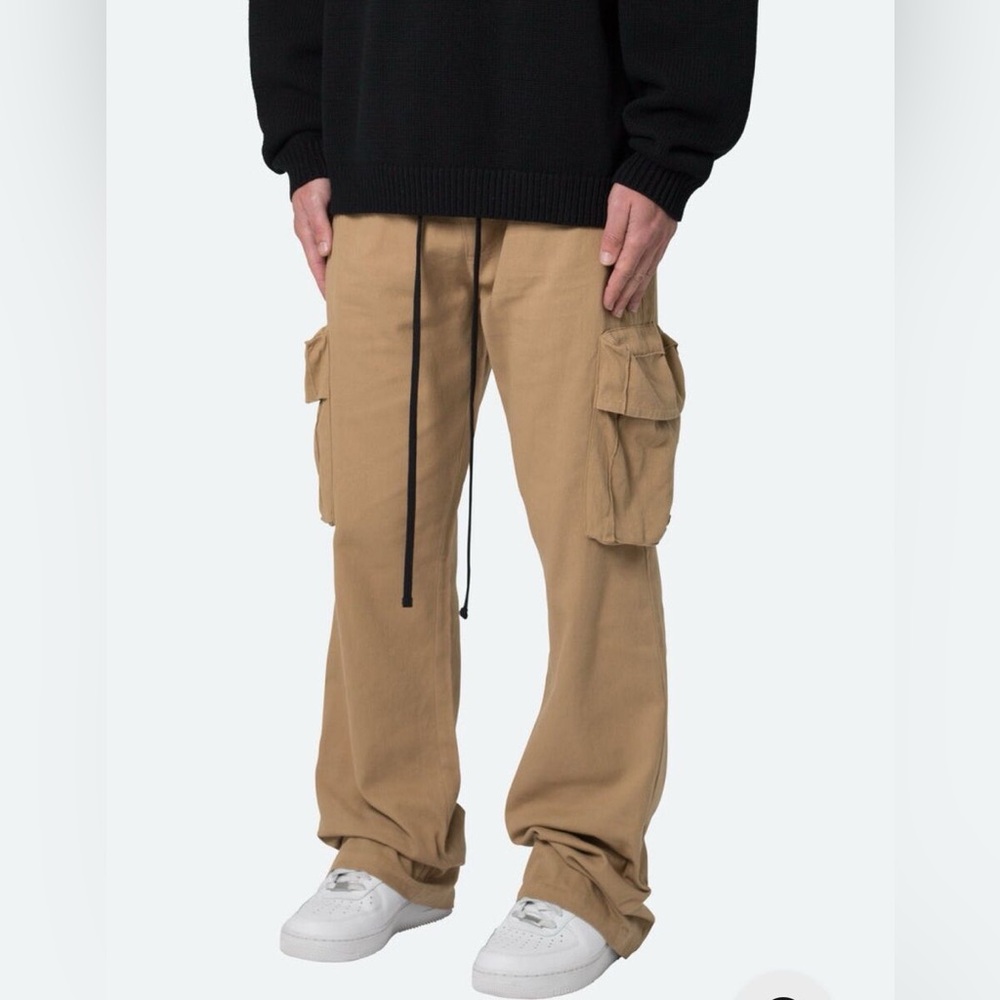 MNML Cargo Drawcord Jogger Pants Khaki Black Drawstring Large
